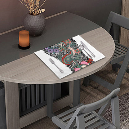 Green Japanese Dragon Tattoo Print Placemat