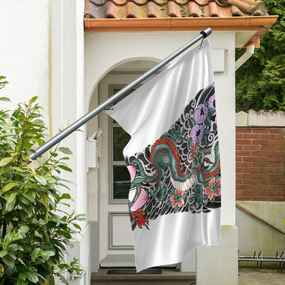 Green Japanese Dragon Tattoo Print Polyester Flag