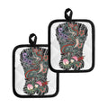 Green Japanese Dragon Tattoo Print Pot Holders