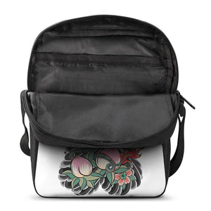 Green Japanese Dragon Tattoo Print Rectangular Crossbody Bag