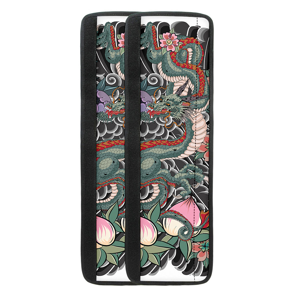 Green Japanese Dragon Tattoo Print Refrigerator Handle Covers