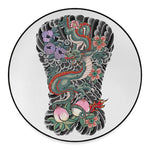 Green Japanese Dragon Tattoo Print Round Floor Mat