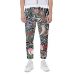 Green Japanese Dragon Tattoo Print Scuba Joggers