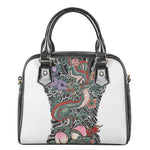 Green Japanese Dragon Tattoo Print Shoulder Handbag