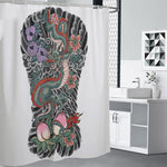 Green Japanese Dragon Tattoo Print Shower Curtain