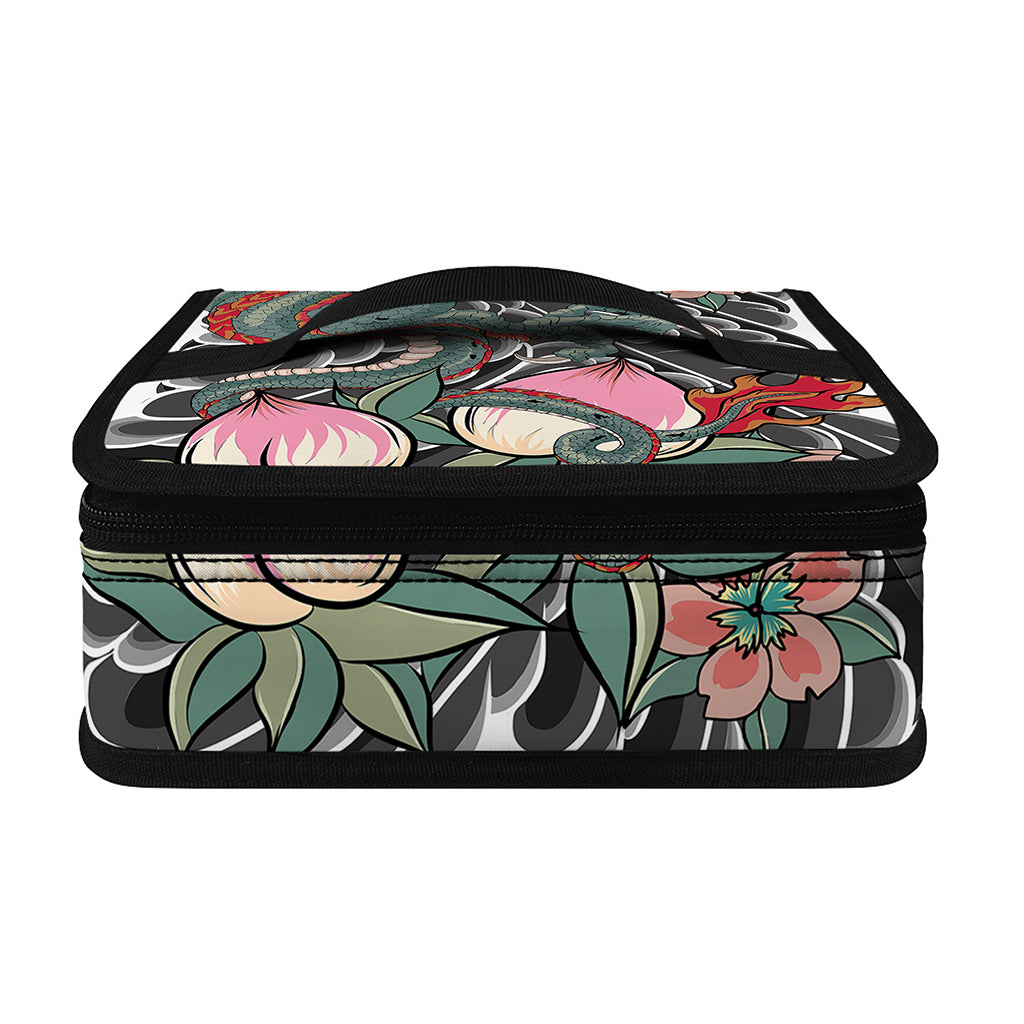 Green Japanese Dragon Tattoo Print Small Lunch Bag