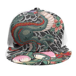 Green Japanese Dragon Tattoo Print Snapback Cap