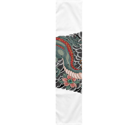 Green Japanese Dragon Tattoo Print Table Runner