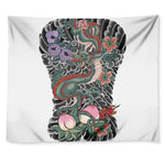 Green Japanese Dragon Tattoo Print Tapestry