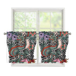 Green Japanese Dragon Tattoo Print Tier Curtains