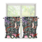 Green Japanese Dragon Tattoo Print Tier Curtains