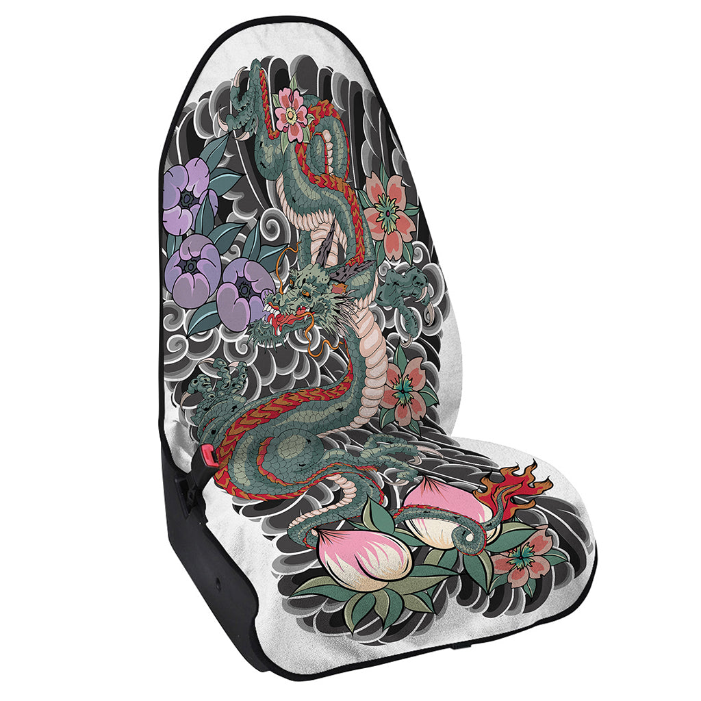 Green Japanese Dragon Tattoo Print Waterproof Car Seat Cover