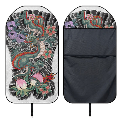 Green Japanese Dragon Tattoo Print Waterproof Car Seat Cover