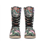 Green Japanese Dragon Tattoo Print Winter Boots