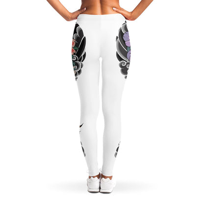 Green Japanese Dragon Tattoo Print Women's Leggings