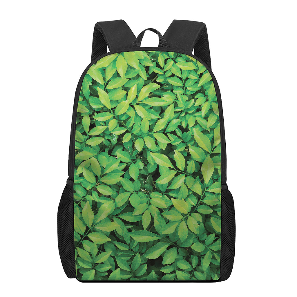 Green Leaf Print 17 Inch Backpack