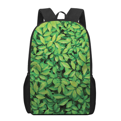 Green Leaf Print 17 Inch Backpack