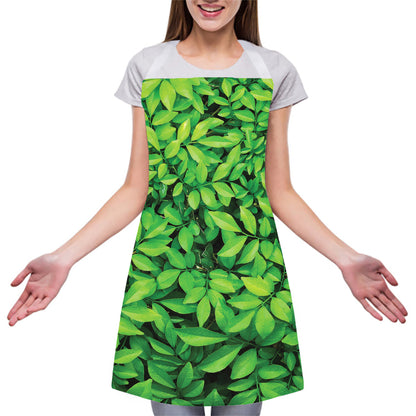 Green Leaf Print Adjustable Apron
