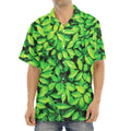 Green Leaf Print Aloha Shirt