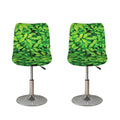 Green Leaf Print Bar Stool Covers