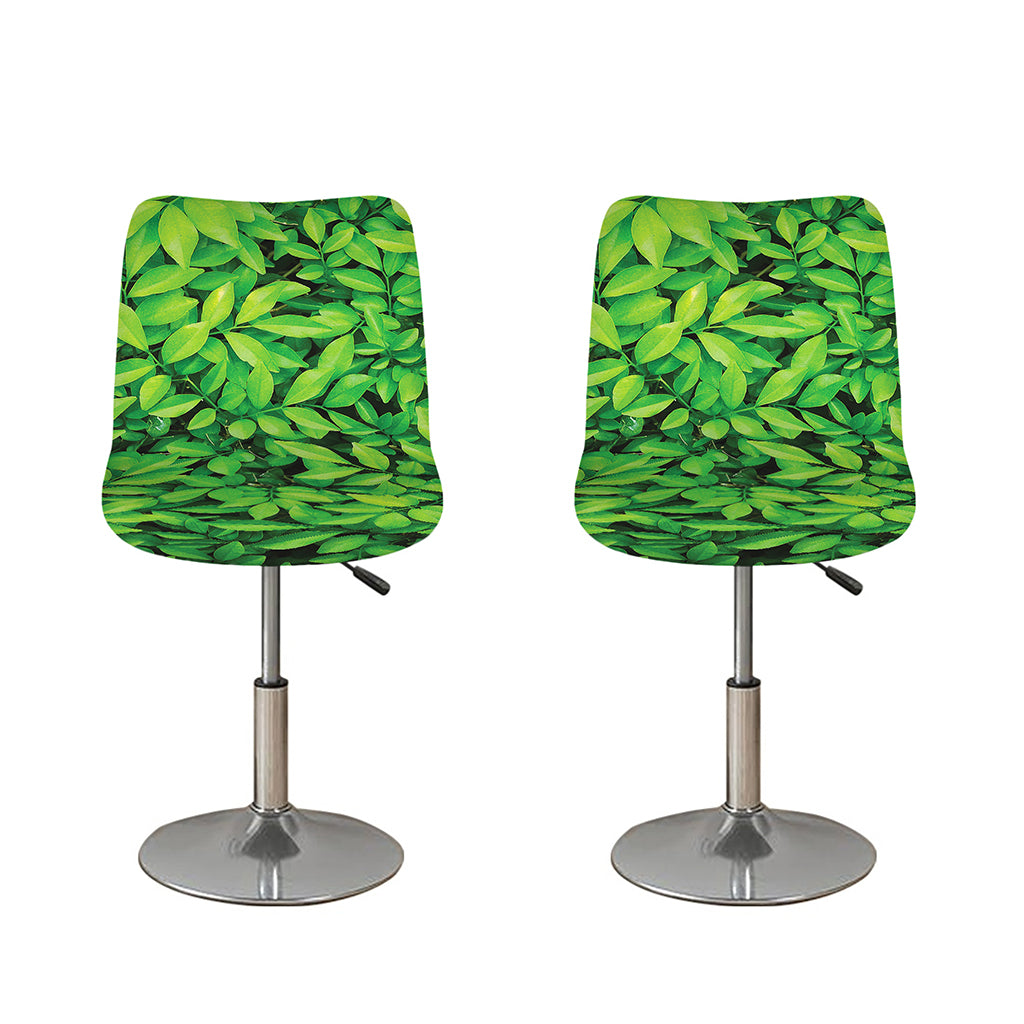 Green Leaf Print Bar Stool Covers