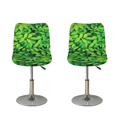 Green Leaf Print Bar Stool Covers