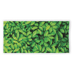 Green Leaf Print Beach Towel