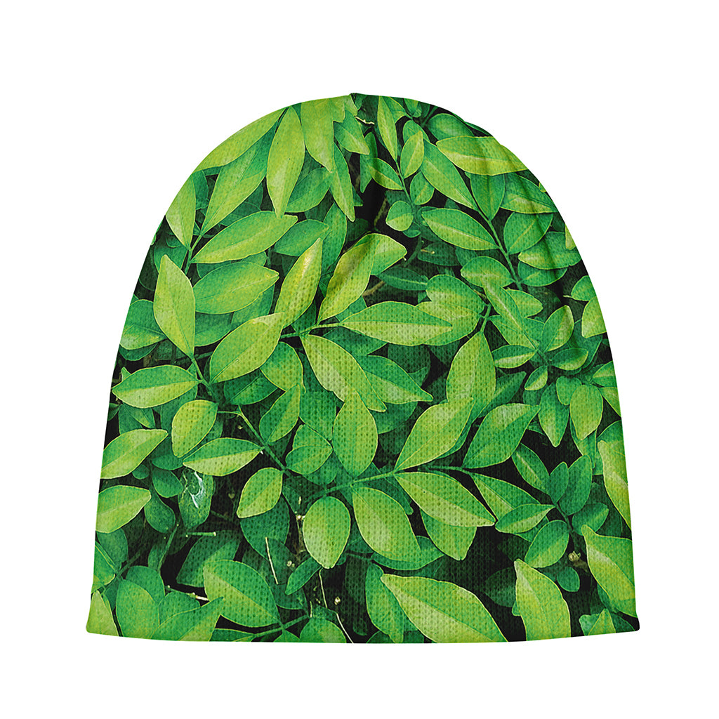 Green Leaf Print Beanie
