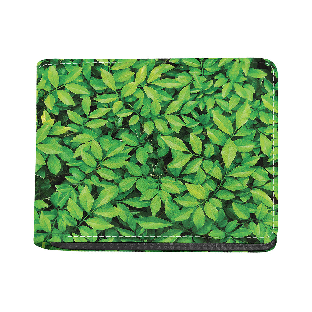 Green Leaf Print Bifold Wallet