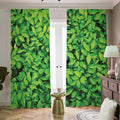 Green Leaf Print Dimout Pencil Pleat Curtains