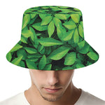 Green Leaf Print Bucket Hat