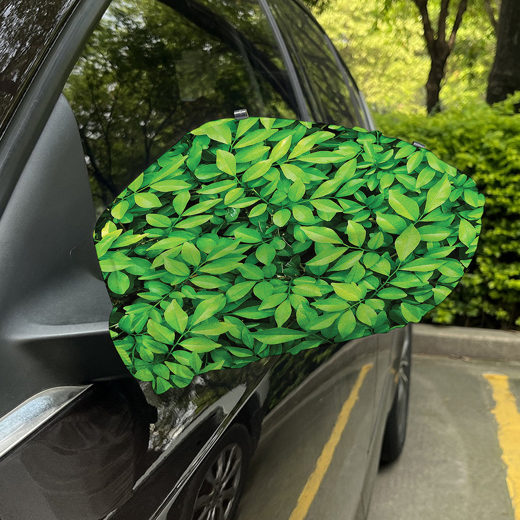 Green Leaf Print Car Side Mirror Covers