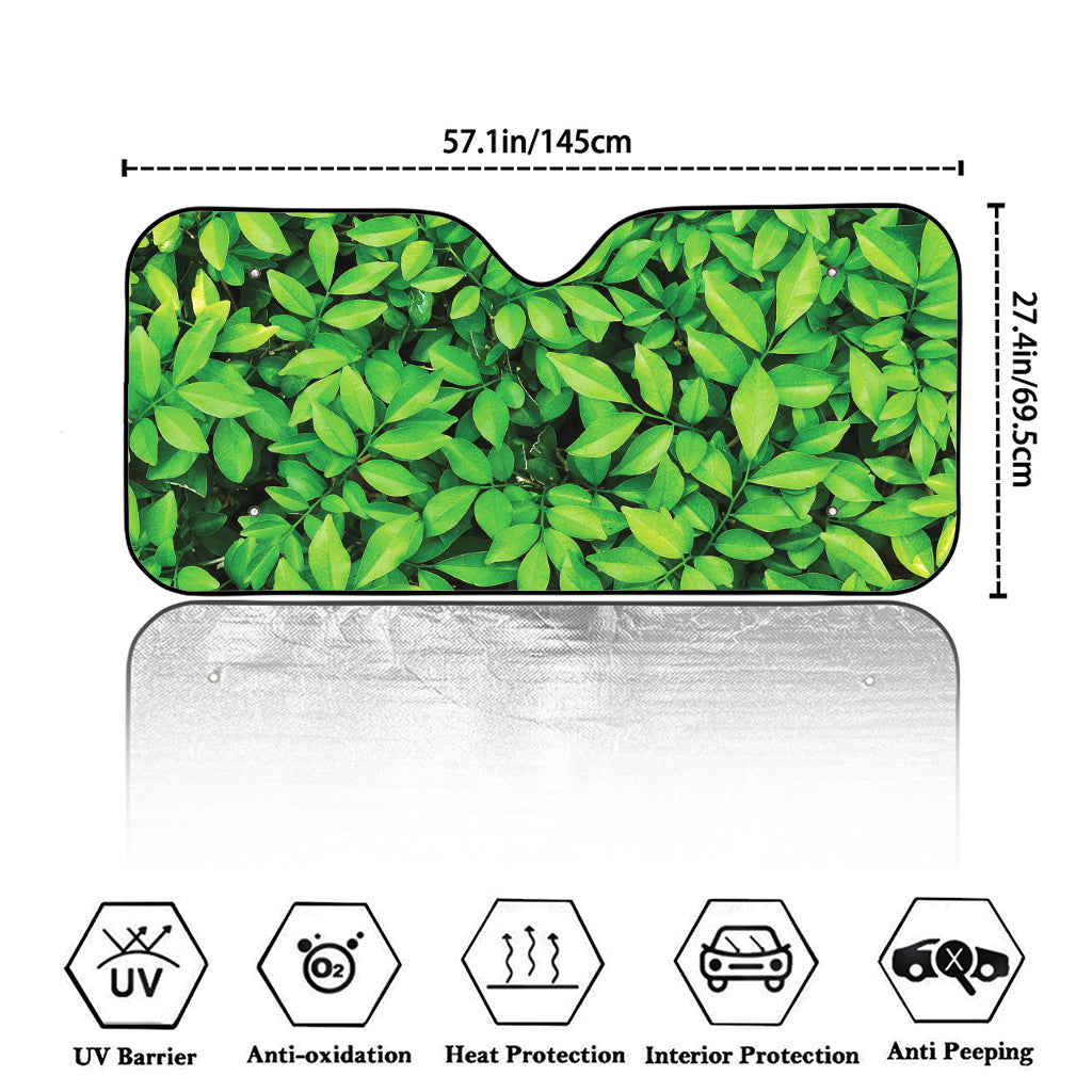 Green Leaf Print Car Windshield Sun Shade
