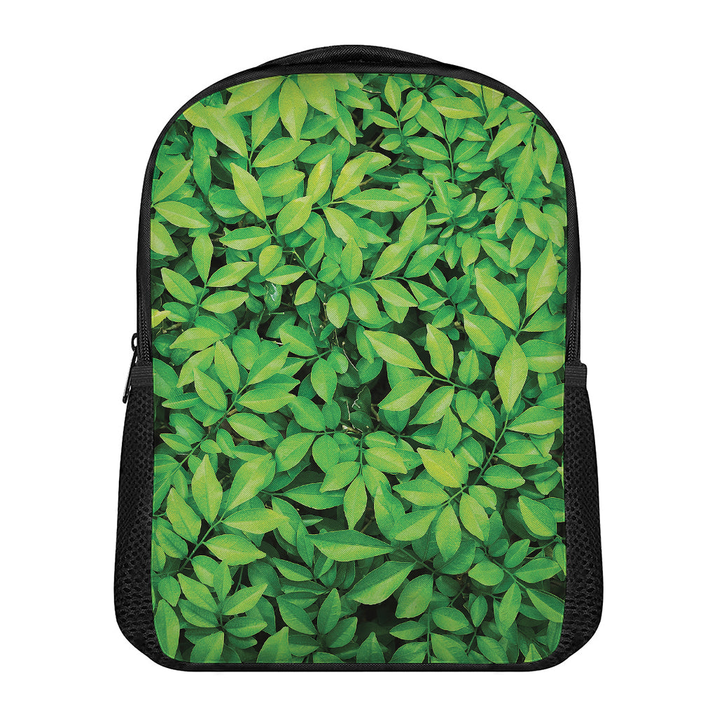 Green Leaf Print Casual Backpack