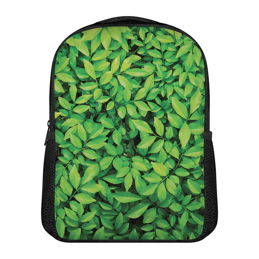 Green Leaf Print Casual Backpack