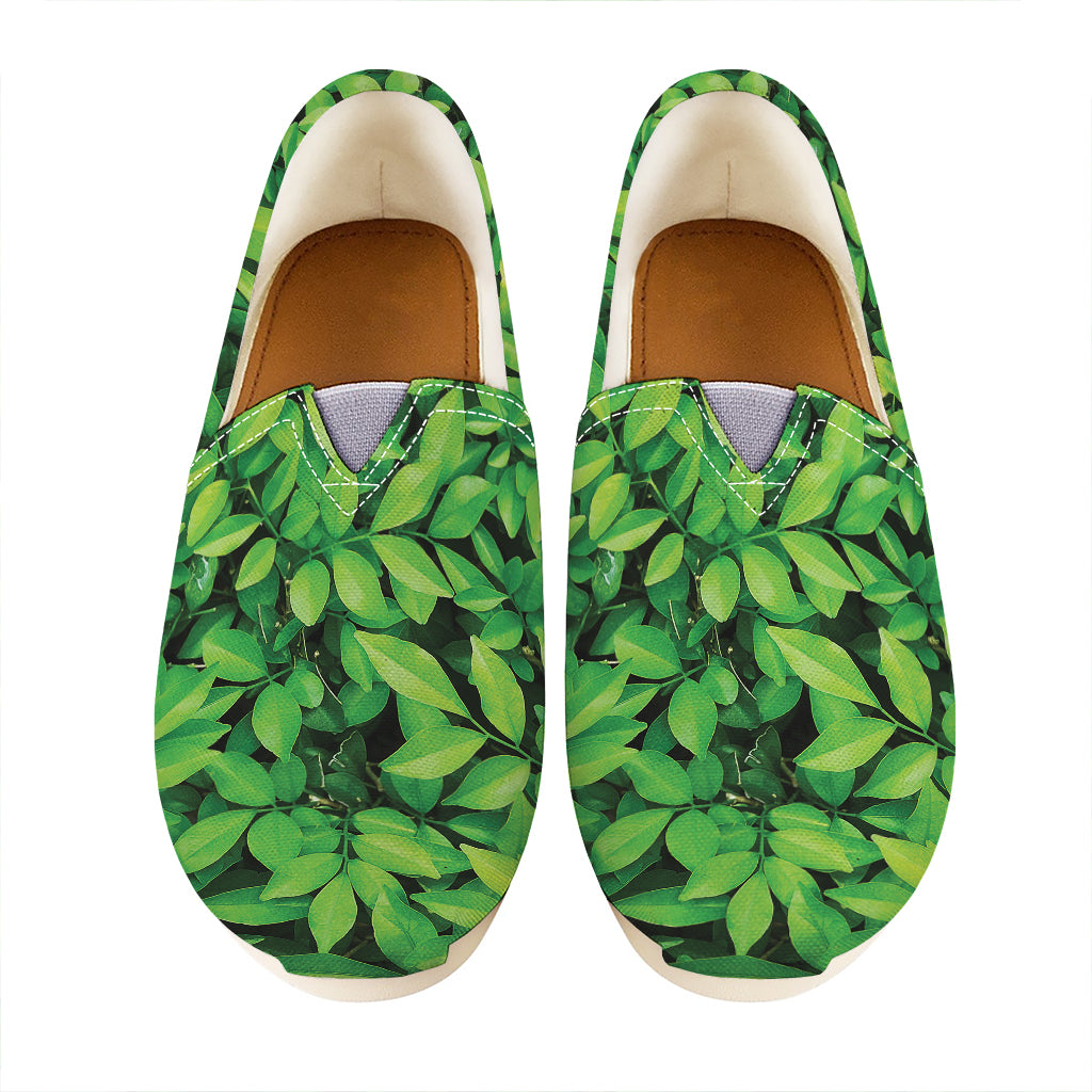 Green Leaf Print Casual Shoes