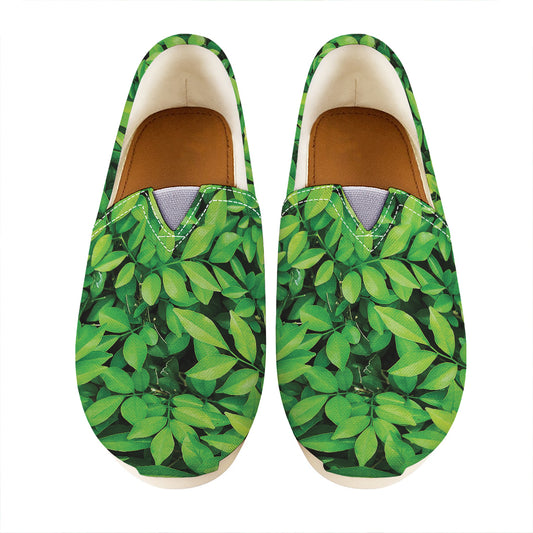 Green Leaf Print Casual Shoes