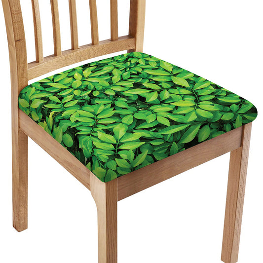 Green Leaf Print Chair Cushion Cover