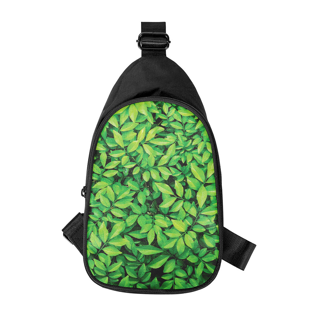 Green Leaf Print Chest Bag