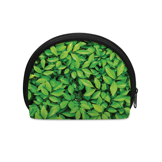 Green Leaf Print Coin Purse