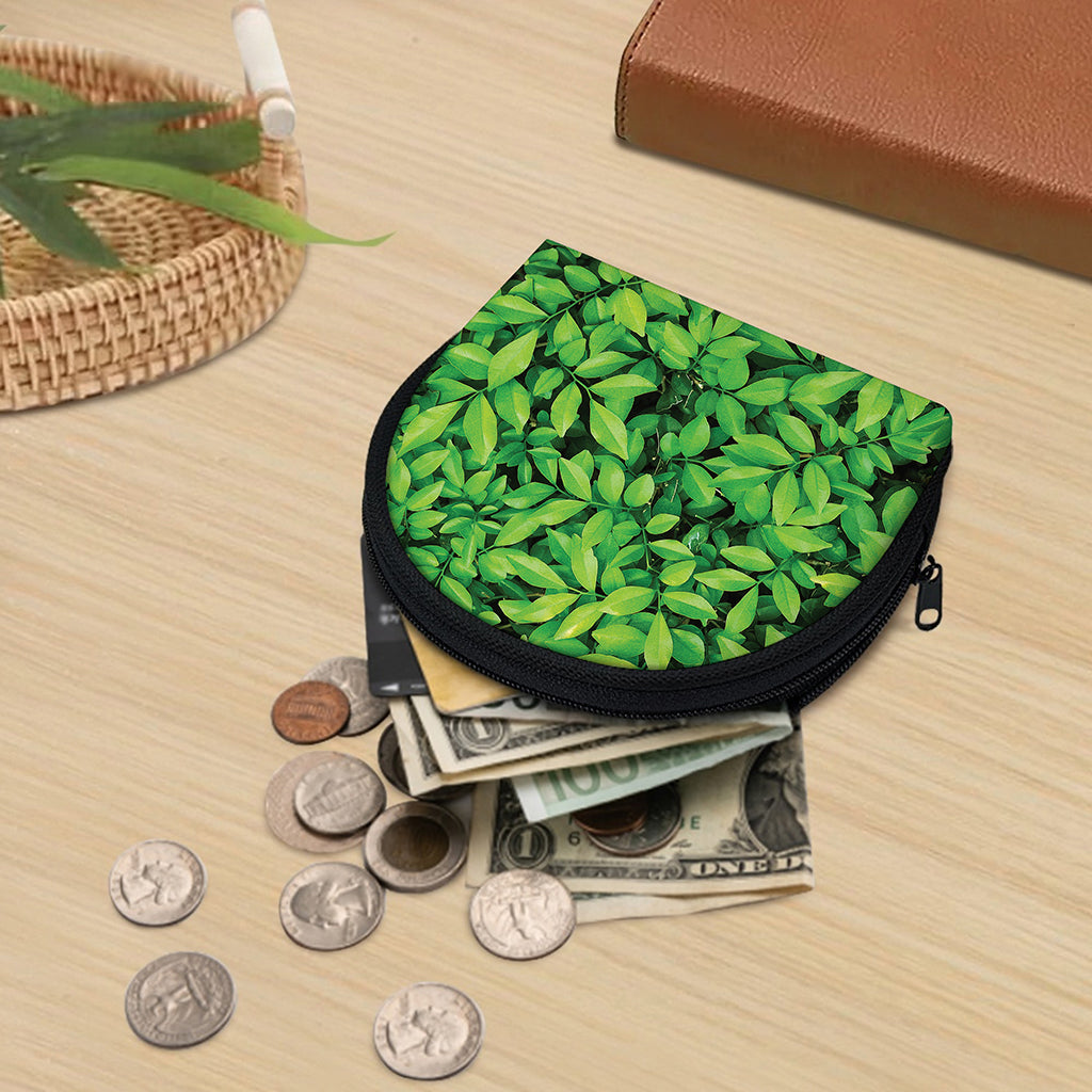 Green Leaf Print Coin Purse
