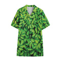 Green Leaf Print Cotton Hawaiian Shirt