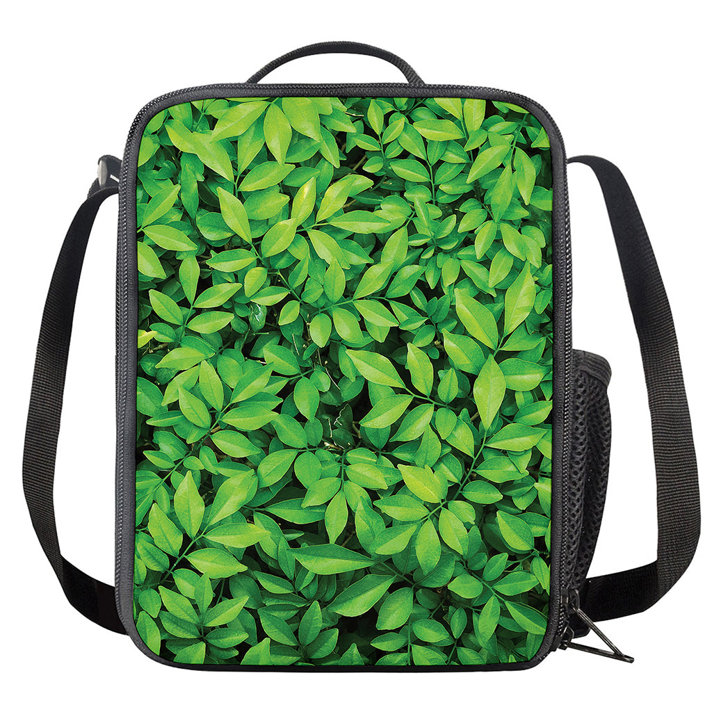 Green Leaf Print Crossbody Lunch Bag