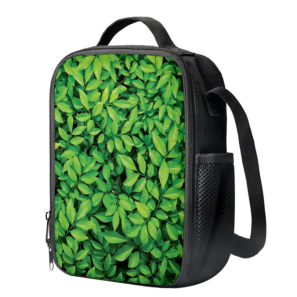 Green Leaf Print Crossbody Lunch Bag