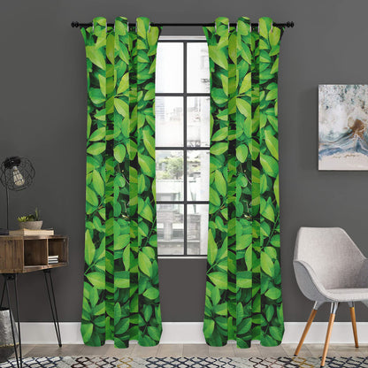 Green Leaf Print Curtain