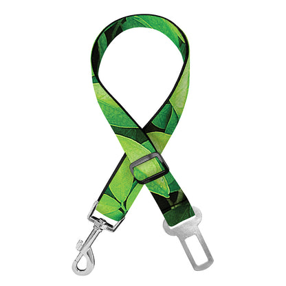 Green Leaf Print Dog Seat Belt