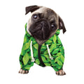 Green Leaf Print Dog Zip Up Hoodie