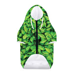 Green Leaf Print Dog Zip Up Hoodie