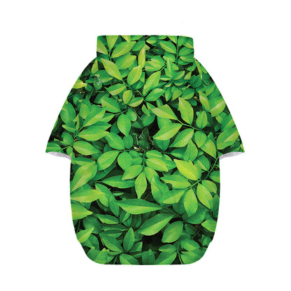 Green Leaf Print Dog Zip Up Hoodie