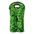 Green Leaf Print Double Neoprene Wine Tote